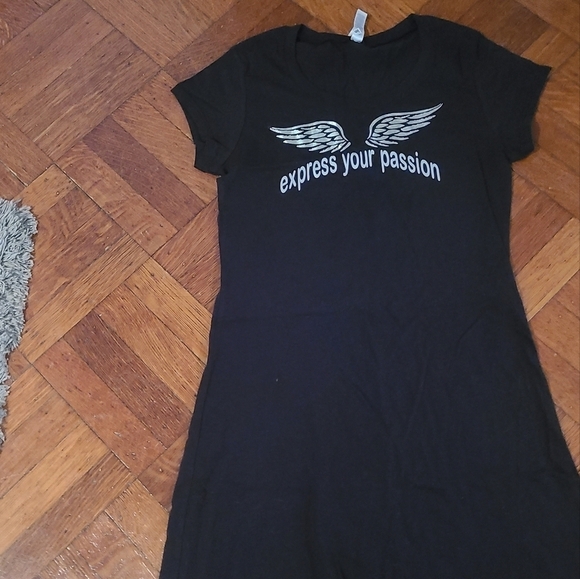 Express your passion black tee shirt dress sz med - Picture 1 of 5